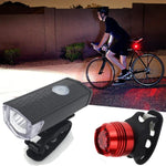 Conjunto de Luzes Recargáveis USB para Bicicleta Impermeável, Farol e Luz Traseira para Bicicleta, Farol + Luz Traseira (Preto)