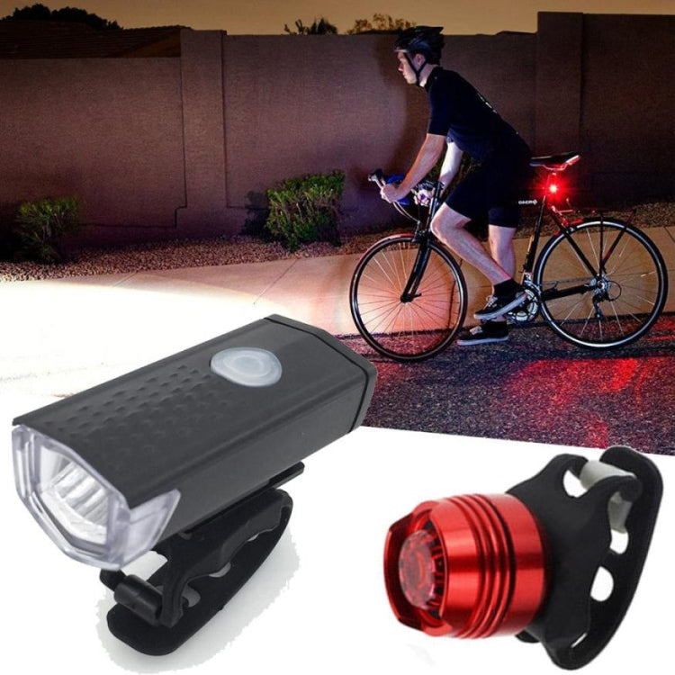 Conjunto de Luzes Recargáveis USB para Bicicleta Impermeável, Farol e Luz Traseira para Bicicleta, Farol + Luz Traseira (Preto)