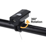 Conjunto de Luzes Recargáveis USB para Bicicleta Impermeável, Farol e Luz Traseira para Bicicleta, Farol + Luz Traseira (Preto)