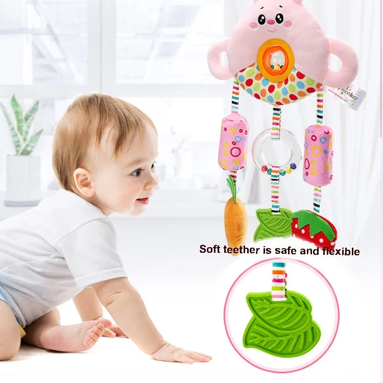 Brinquedo para carrinho de bebé 0-1 ano, móbile de cama com contas giratórias, boneca, sino de peluche, H168190-3A Urso, H168190-3B Coelho