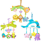Brinquedos para bebé 0-1 ano, sinos de cama de animais, brinquedos de peluche calmantes, chocalhos, pendurados no carrinho, A Barra transversal - Cervo, B Barra transversal - Golfinhos, C Barra transversal - Pássaros