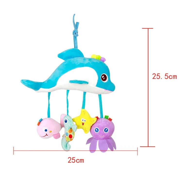 Brinquedos para bebé 0-1 ano, sinos de cama de animais, brinquedos de peluche calmantes, chocalhos, pendurados no carrinho, A Barra transversal - Cervo, B Barra transversal - Golfinhos, C Barra transversal - Pássaros