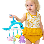 Brinquedos para bebé 0-1 ano, sinos de cama de animais, brinquedos de peluche calmantes, chocalhos, pendurados no carrinho, A Barra transversal - Cervo, B Barra transversal - Golfinhos, C Barra transversal - Pássaros