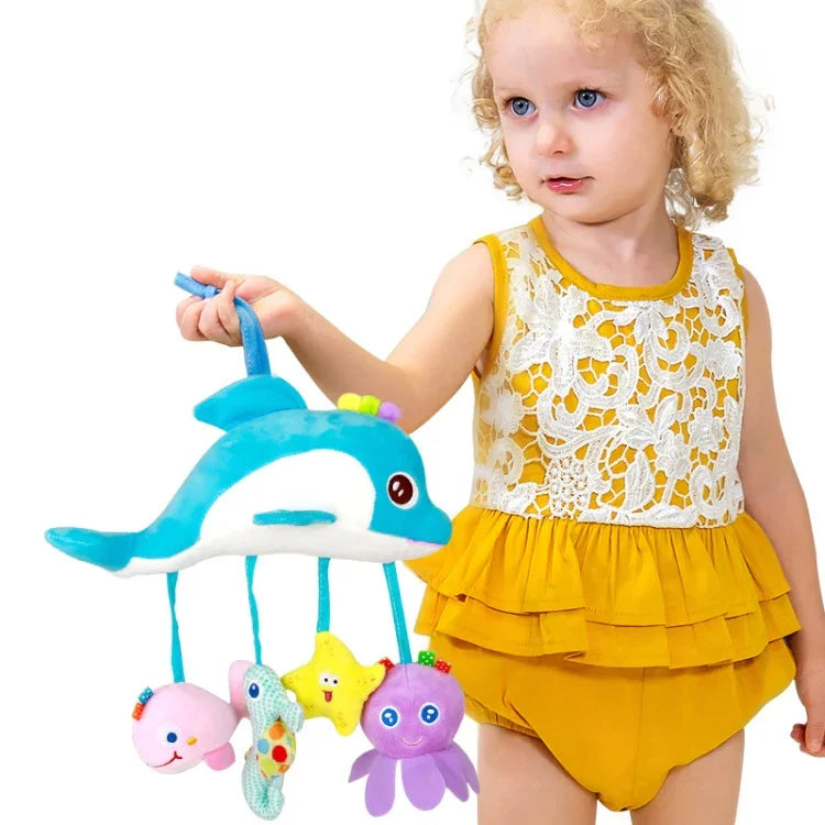 Brinquedos para bebé 0-1 ano, sinos de cama de animais, brinquedos de peluche calmantes, chocalhos, pendurados no carrinho, A Barra transversal - Cervo, B Barra transversal - Golfinhos, C Barra transversal - Pássaros
