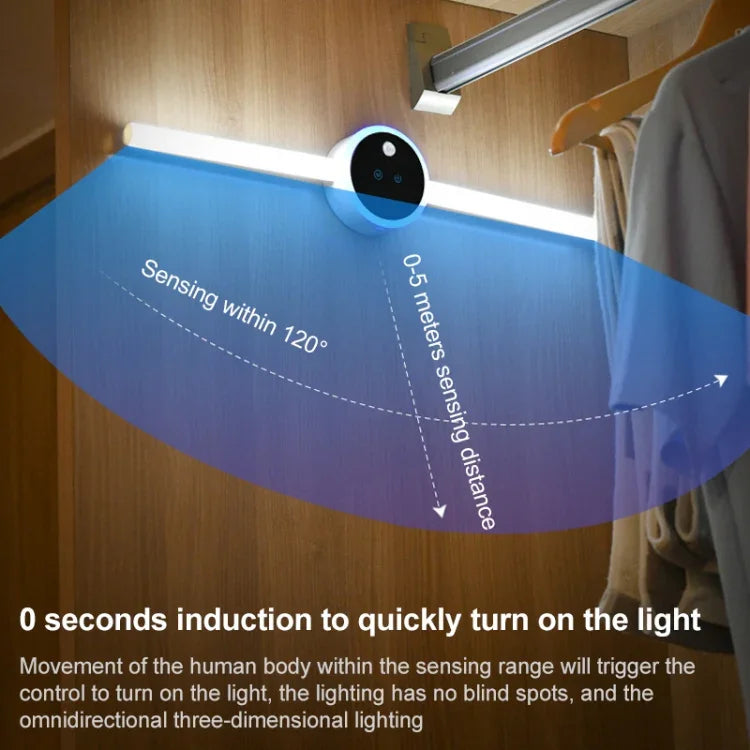DMK-025 Lâmpada Inteligente para Armário Luz Frontal para Espelho de Cozinha, Toque + Indução de Corpo Humano, Temporizador por Movimento Manual, Relógio por Movimento Manual