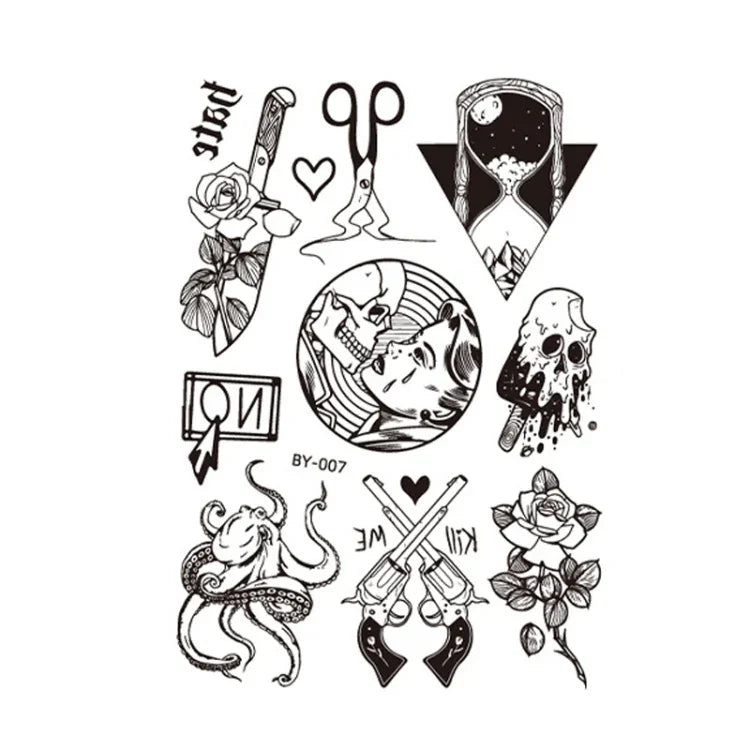 10 PCS Autocolantes de Tatuagem Fluorescentes Escuros que Mudam de Cor, Animais e Flores, Impermeáveis, para Adultos, BY-001, BY-002, BY-003, BY-004, BY-005, BY-006, BY-007, BY-008