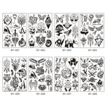 10 PCS Autocolantes de Tatuagem Fluorescentes Escuros que Mudam de Cor, Animais e Flores, Impermeáveis, para Adultos, BY-001, BY-002, BY-003, BY-004, BY-005, BY-006, BY-007, BY-008
