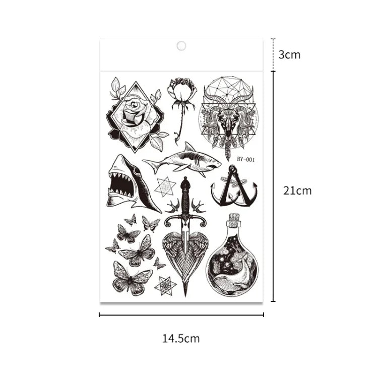 10 PCS Autocolantes de Tatuagem Fluorescentes Escuros que Mudam de Cor, Animais e Flores, Impermeáveis, para Adultos, BY-001, BY-002, BY-003, BY-004, BY-005, BY-006, BY-007, BY-008