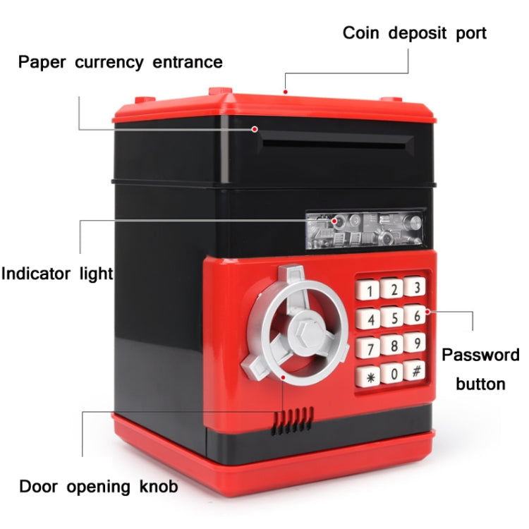 Cofre com Senha Caixa de Depósito Automática para Crianças Máquina de Poupança ATM Brinquedo, Preto e Vermelho, Branco e Azul, Branco e Rosa, Panda, Preto Avermelhado, Verde, Vermelho e Preto