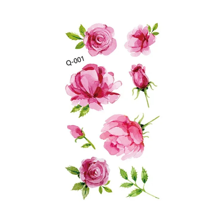 50 UN Autocolantes de Tatuagem Floral Pequena e Fresca Literária Rosa Impermeável Duradoura para Braço, Q-001, Q-002, Q-003, Q-012, Q-016, Q-017, Q-019, Q-022, Q-025, Q-029, Q-031, Q-032