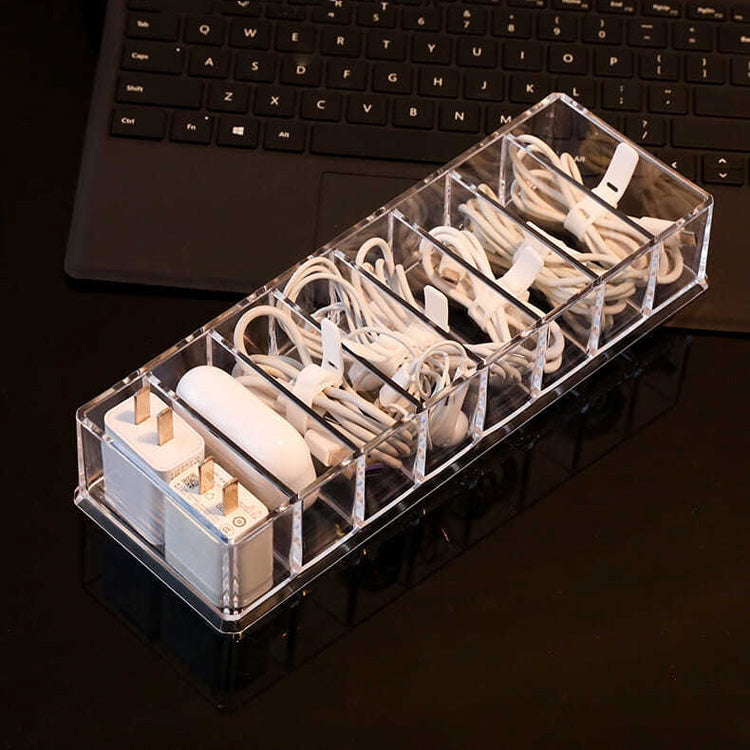 Caixa de Armazenamento para Poeira Linha Hub Caixa Multiusos Caixa de Armazenamento para Cabos de Dados de Secretária, Especificação: 8 Divisórias Básicas, 8 Divisórias Básicas, 8 Divisórias Aumentadas, 8 Divisórias Aumentadas com Tampa