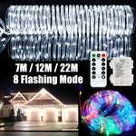 Luzes de Cordão para Decoração de Festa de Férias, Luzes LED para Jardim com Controlo Remoto, Especificações: 7m 50 LEDs USB, 12m 100 LEDs USB