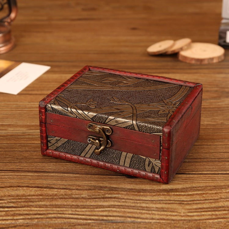 Wooden Vintage Jewelry Box Sorage And Shooting Props, 14.5x11.5x6.5cm