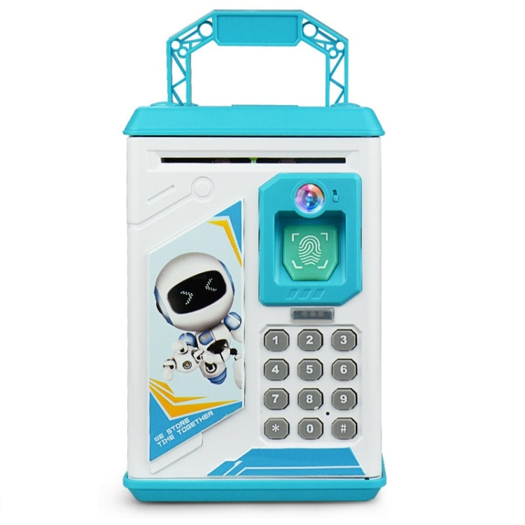 Mealheiro Infantil com Desenho Animado, Simulação de Rosto Humano, Impressão Digital, Música, Interruptor Chinês e Britânico, Especificação:, Bateria (Azul), Bateria (Rosa)