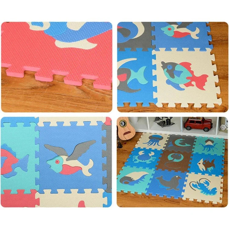 Conjunto de 9 Tapetes de Espuma EVA Marinha para Montagem e Mobilização Brinquedos Educativos para Crianças Tapete Antiderrapante e Anti-queda para Rastejar