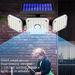 Luzes de Parede Solares Rotativas de 3 Cabeças com Sensor Humano, Impermeável para Jardim e Rua, 112 LED, 138 LED, 132 COB