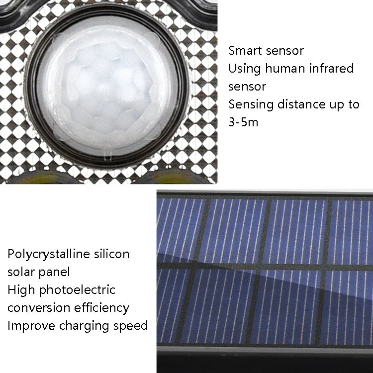 TG-TY075 Luz de Parede Solar Rotativa de 3 Cabeças com Sensor Corporal, Impermeável para Jardim, Estilo:, 138 LED Divisível, 108 LED Divisível, 171 COB Divisível, 122 LED Divisível