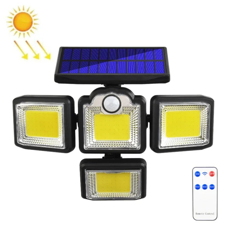 TG-TY085 Solar 4-Head Rotatable Wall Light with Remote Control Body Sensing Outdoor Waterproof Garden Lamp, Style:, 192 LED Integrated, 198 LED Integrated, 192 COB Integrated, 198 COB Integrated, 192 LED Separated, 198 LED Separated, 192 COB Separated