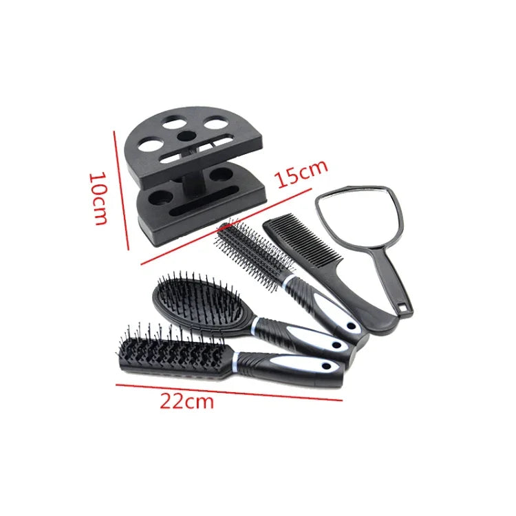 Conjunto de Pente com Espelho 6 em 1 Pente de Cabelo com Base para Massagem e Beleza do Couro Cabeludo