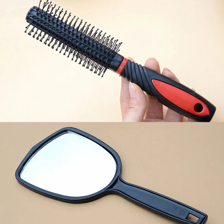 Conjunto de Pente com Espelho 6 em 1 Pente de Cabelo com Base para Massagem e Beleza do Couro Cabeludo