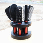 Conjunto de Pente com Espelho 6 em 1 Pente de Cabelo com Base para Massagem e Beleza do Couro Cabeludo