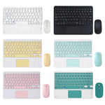 871 Teclado Bluetooth Sem Fios Portátil de 9.7 Polegadas com Ecrã Tátil IPad + Conjunto de Rato para iPad, Rosa + Rato, Verde Menta + Rato, Verde + Rato, Amarelo + Rato, Branco + Rato, Preto + Rato