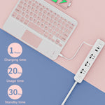 871 Teclado Bluetooth Sem Fios Portátil de 9.7 Polegadas com Ecrã Tátil IPad + Conjunto de Rato para iPad, Rosa + Rato, Verde Menta + Rato, Verde + Rato, Amarelo + Rato, Branco + Rato, Preto + Rato