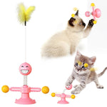 Brinquedo engraçado para gato Spring Man, brinquedo de ventosa para gato, pena engraçada para gato, bola engraçada para gato, amarelo, rosa, castanho