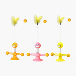 Brinquedo engraçado para gato Spring Man, brinquedo de ventosa para gato, pena engraçada para gato, bola engraçada para gato, amarelo, rosa, castanho