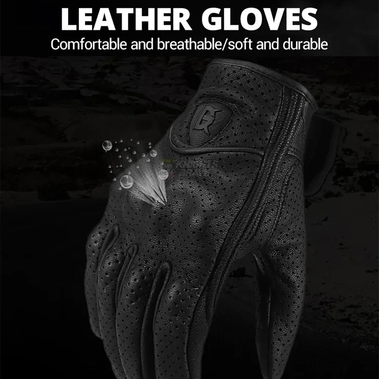 GHOST RACING GR-ST06 Luvas de couro para condução de motocicleta, respiráveis, para ecrã tátil, luvas anticaída para motocicleta, M, L, XL