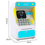 8010 Simulated Face Recognition ATM Machine Piggy Bank Password Automatic Rolling Money Safe Piggy Bank,Style:, Pink, Blue, Rechargeable Version Pink, Rechargeable Version Blue