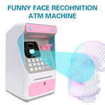 8010 Simulated Face Recognition ATM Machine Piggy Bank Password Automatic Rolling Money Safe Piggy Bank,Style:, Pink, Blue, Rechargeable Version Pink, Rechargeable Version Blue