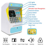 8010 Simulated Face Recognition ATM Machine Piggy Bank Password Automatic Rolling Money Safe Piggy Bank,Style:, Pink, Blue, Rechargeable Version Pink, Rechargeable Version Blue