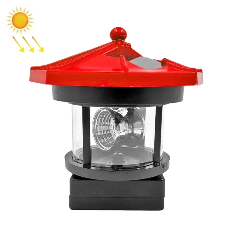 Luz de Decoração para Jardim com Farol Solar LED Giratório Impermeável, Indução, Vermelho, Preto