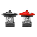 Luz de Decoração para Jardim com Farol Solar LED Giratório Impermeável, Indução, Vermelho, Preto