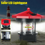 Luz de Decoração para Jardim com Farol Solar LED Giratório Impermeável, Indução, Vermelho, Preto