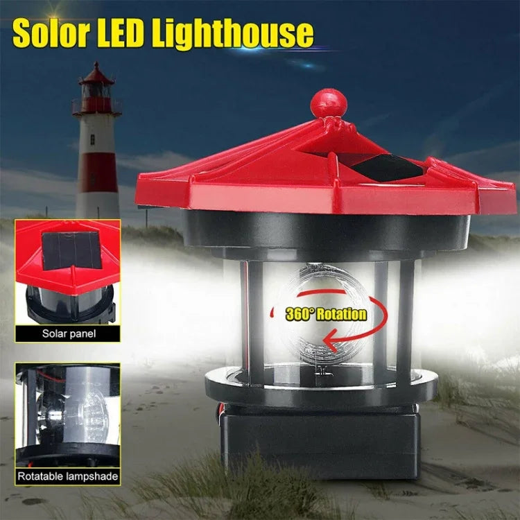 Luz de Decoração para Jardim com Farol Solar LED Giratório Impermeável, Indução, Vermelho, Preto