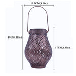 Lanterna portátil oca de ferro forjado LED solar para pátio exterior, Lanterna / Prateada, Lanterna / Cobre