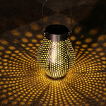 Lanterna portátil oca de ferro forjado LED solar para pátio exterior, Lanterna / Prateada, Lanterna / Cobre