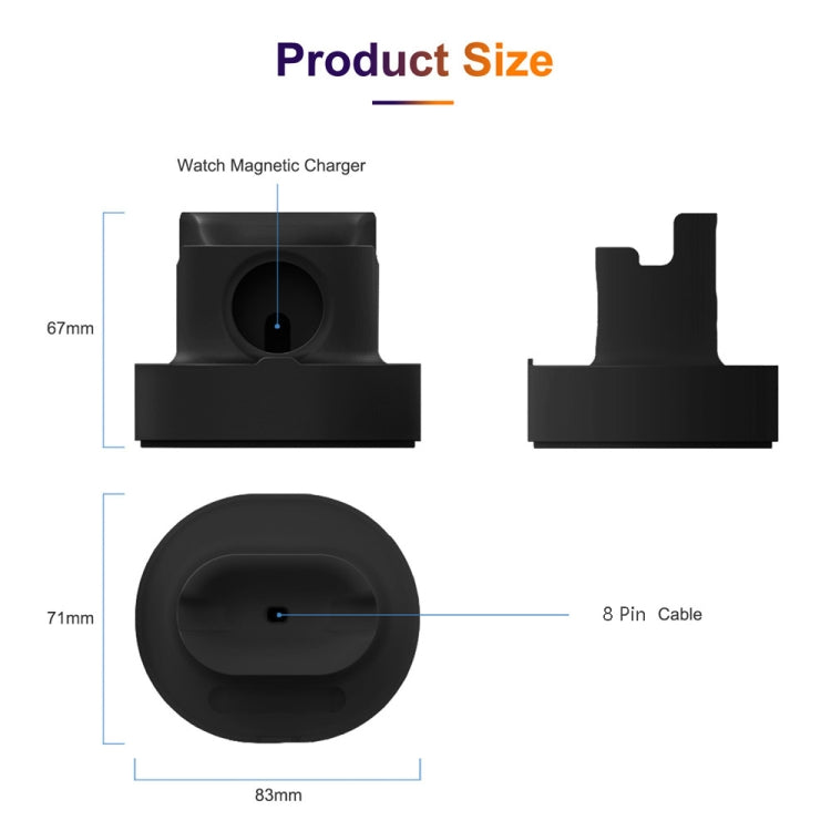 Suporte de Carregamento 2 em 1 para Smartwatch, Suporte de Carregamento de Silicone para Secretária para Apple Watch, Preto, Branco, Rosa, Azul Escuro, Cinzento