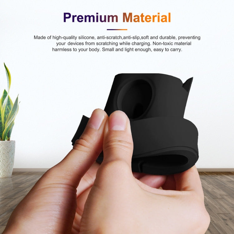 Suporte de Carregamento 2 em 1 para Smartwatch, Suporte de Carregamento de Silicone para Secretária para Apple Watch, Preto, Branco, Rosa, Azul Escuro, Cinzento