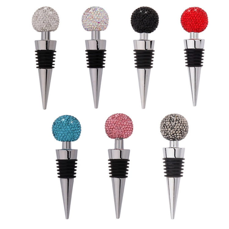 Tampa de Vinho em Bola de Cristal com Diamante em Liga de Zinco, Rolha Metálica Selada, Branco, Rosa, Vermelho Grande, Preto, Preto Brilhante, AB, Azul Lago