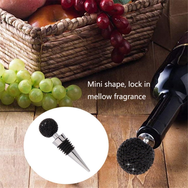 Tampa de Vinho em Bola de Cristal com Diamante em Liga de Zinco, Rolha Metálica Selada, Branco, Rosa, Vermelho Grande, Preto, Preto Brilhante, AB, Azul Lago