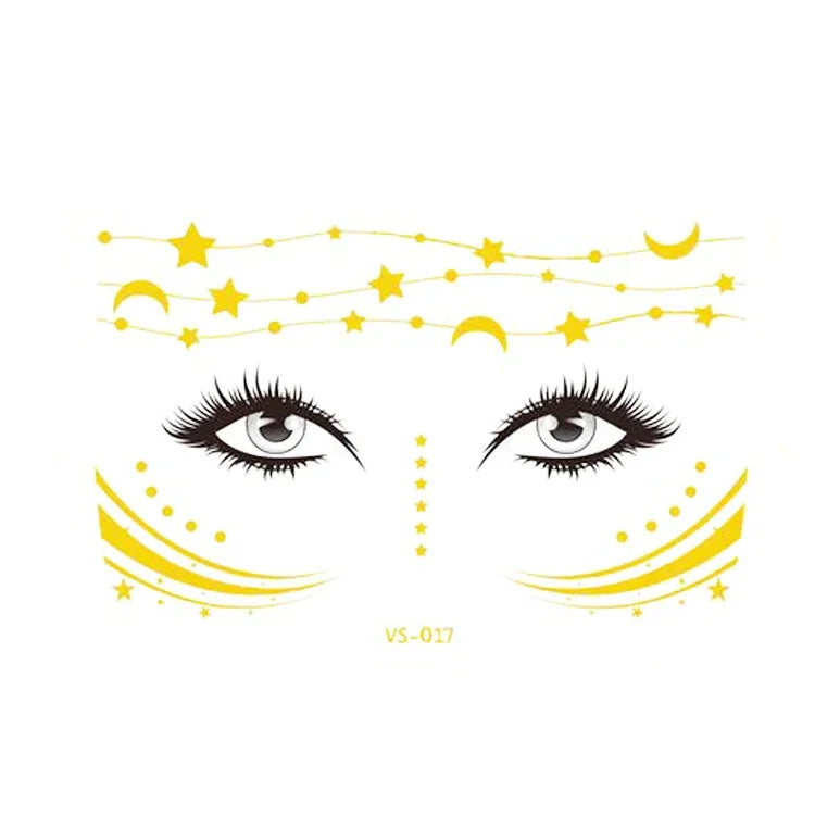 20 UN Autocolantes de Tatuagem Facial Impermeáveis Bronzeadores para Festa Máscara, VS-011, VS-012, VS-013, VS-014, VS-015, VS-016, VS-017, VS-018, VS-019, VS-022, VS-023, VS-024, VS-025, VS-027, VS-028, VS-029, VS-030, VS-031, VS-032, VS-033