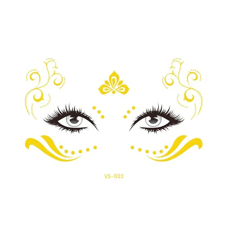 20 UN Autocolantes de Tatuagem Facial Impermeáveis Bronzeadores para Festa Máscara, VS-011, VS-012, VS-013, VS-014, VS-015, VS-016, VS-017, VS-018, VS-019, VS-022, VS-023, VS-024, VS-025, VS-027, VS-028, VS-029, VS-030, VS-031, VS-032, VS-033