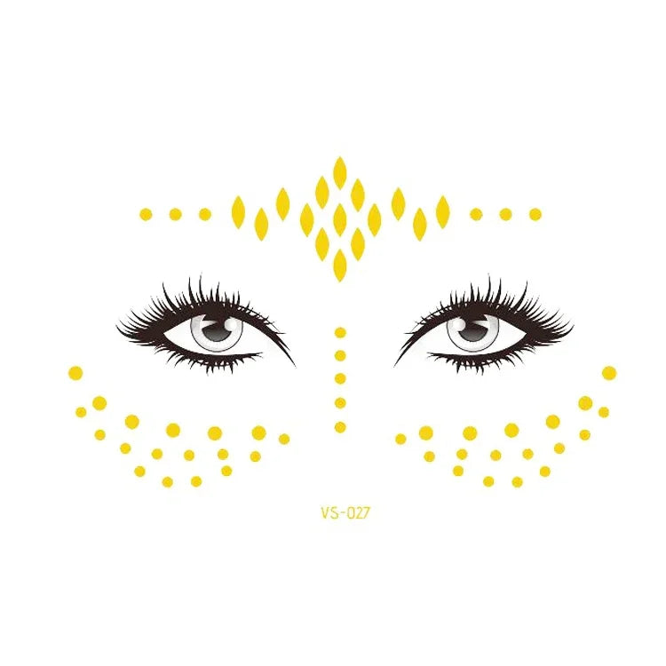 20 UN Autocolantes de Tatuagem Facial Impermeáveis Bronzeadores para Festa Máscara, VS-011, VS-012, VS-013, VS-014, VS-015, VS-016, VS-017, VS-018, VS-019, VS-022, VS-023, VS-024, VS-025, VS-027, VS-028, VS-029, VS-030, VS-031, VS-032, VS-033
