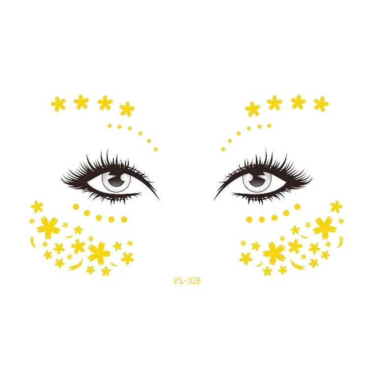 20 UN Autocolantes de Tatuagem Facial Impermeáveis Bronzeadores para Festa Máscara, VS-011, VS-012, VS-013, VS-014, VS-015, VS-016, VS-017, VS-018, VS-019, VS-022, VS-023, VS-024, VS-025, VS-027, VS-028, VS-029, VS-030, VS-031, VS-032, VS-033