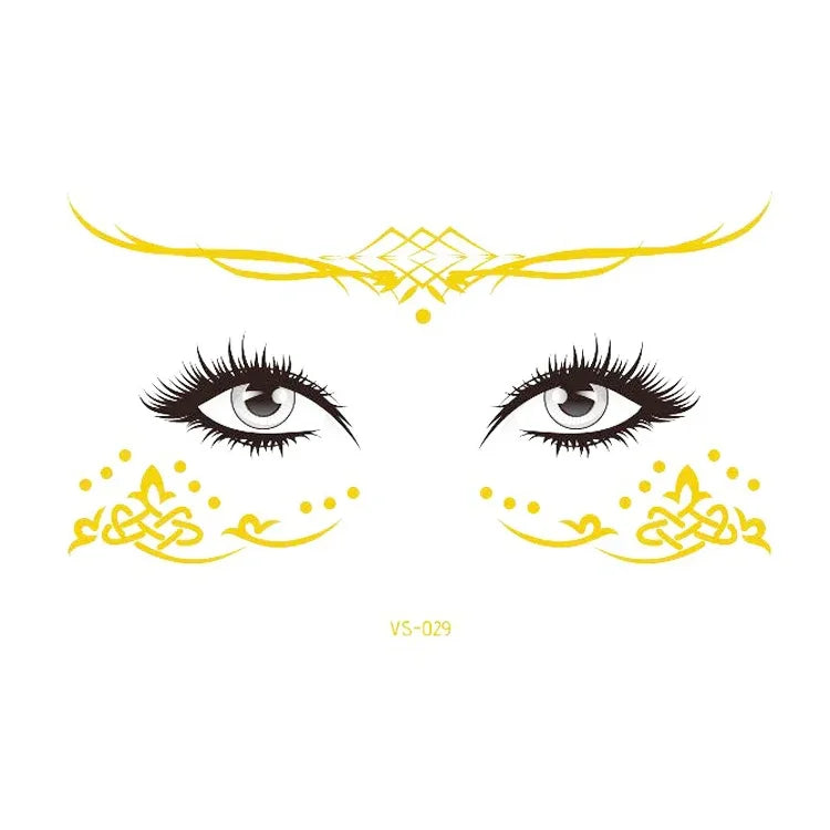 20 UN Autocolantes de Tatuagem Facial Impermeáveis Bronzeadores para Festa Máscara, VS-011, VS-012, VS-013, VS-014, VS-015, VS-016, VS-017, VS-018, VS-019, VS-022, VS-023, VS-024, VS-025, VS-027, VS-028, VS-029, VS-030, VS-031, VS-032, VS-033