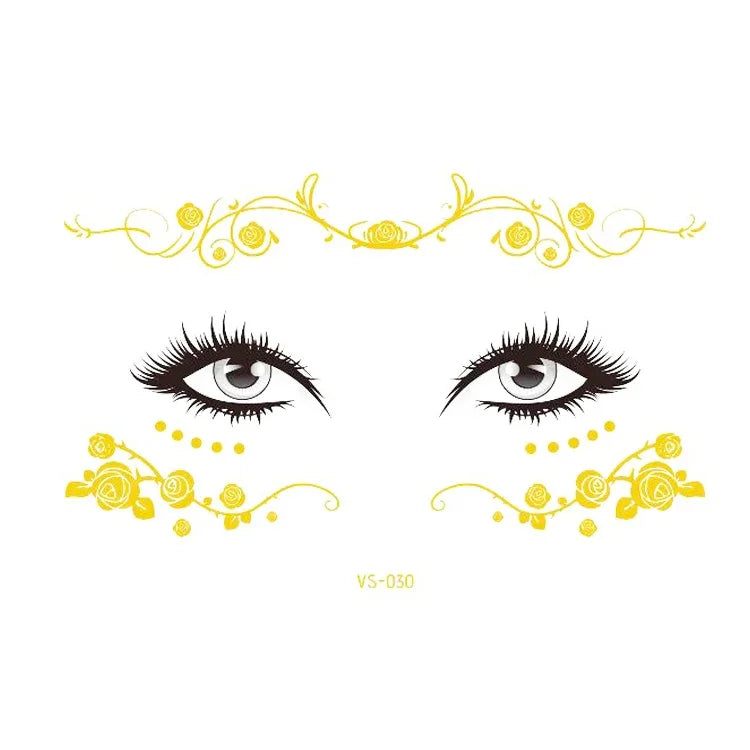 20 UN Autocolantes de Tatuagem Facial Impermeáveis Bronzeadores para Festa Máscara, VS-011, VS-012, VS-013, VS-014, VS-015, VS-016, VS-017, VS-018, VS-019, VS-022, VS-023, VS-024, VS-025, VS-027, VS-028, VS-029, VS-030, VS-031, VS-032, VS-033
