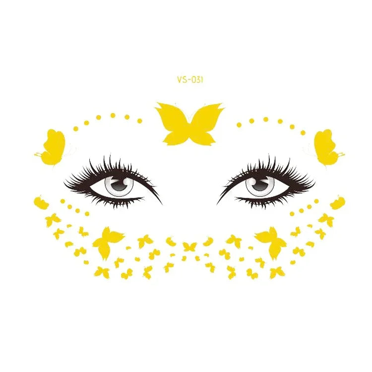 20 UN Autocolantes de Tatuagem Facial Impermeáveis Bronzeadores para Festa Máscara, VS-011, VS-012, VS-013, VS-014, VS-015, VS-016, VS-017, VS-018, VS-019, VS-022, VS-023, VS-024, VS-025, VS-027, VS-028, VS-029, VS-030, VS-031, VS-032, VS-033